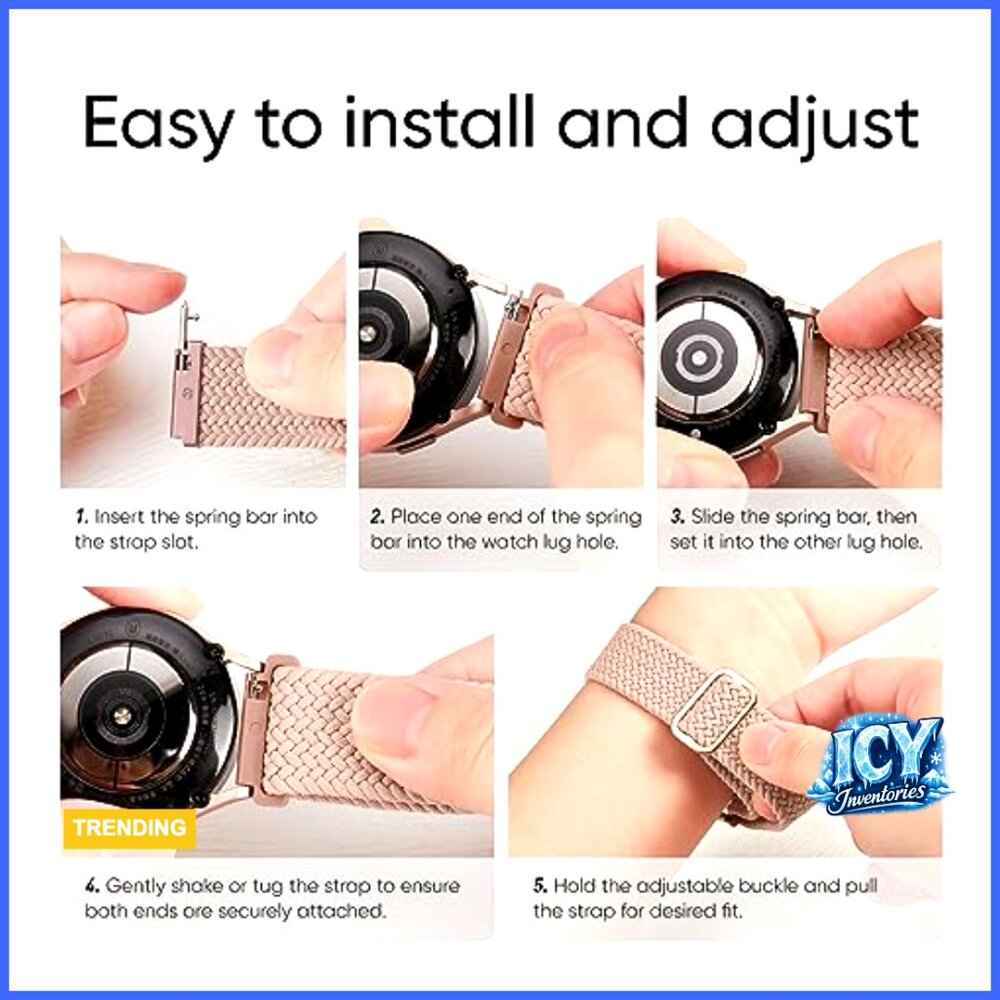 20mm Stretchy Nylon Watch Bands Compatible with Samsung Smartwatches - Picture 7 of 7